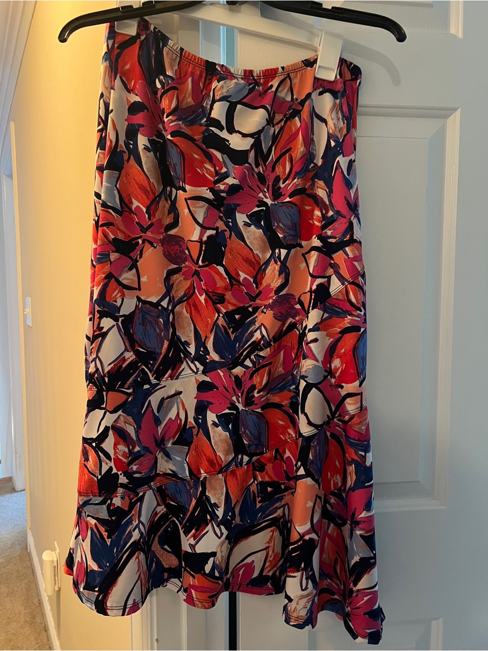 Kim Rogers Coral, Navy & Pink Floral A-Line Skirt